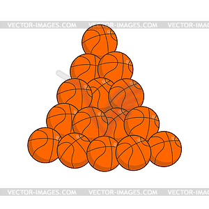 Pile basketball . Lot of balls for games - vector clipart