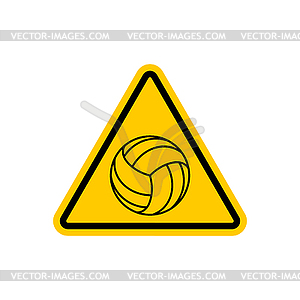 Attention volleyball. Danger yellow road sign. Game - vector clip art