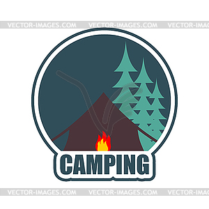 Camping logo. Tent camp emblem. forest and tent. - vector image