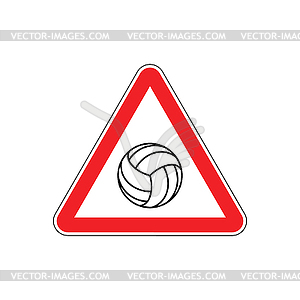 Attention volleyball. Danger red road sign. Games - vector clip art