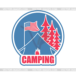 Camping logo. Tent camp emblem. forest and tent. - vector image