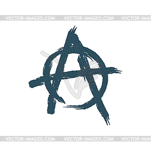 Anarchy sign . Brush strokes grunge style - vector image