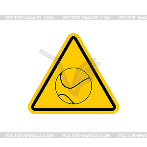 Внимание теннис. Опасность желтый дорожный знак. Игры - иллюстрация в векторном формате