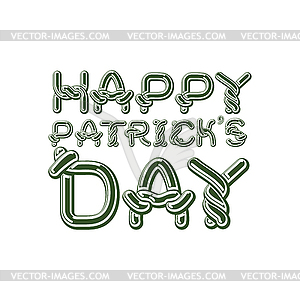 Happy Patrick`s Day lettering emblem. Celtic font - vector image