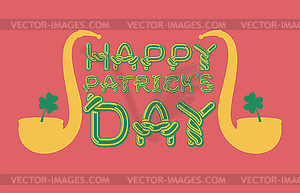 Happy Patrick`s Day lettering emblem. Celtic font - vector clip art