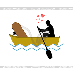 Lover skateboarding. Skateboard and guy ride in - vector clip art