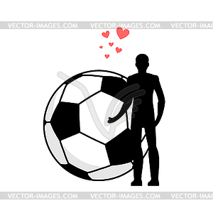 Lover Soccer. Man and football ball. love sport - vector image