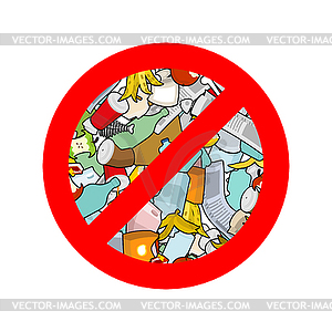 Stop littering. Ban garbage. It is forbidden to - vector clipart