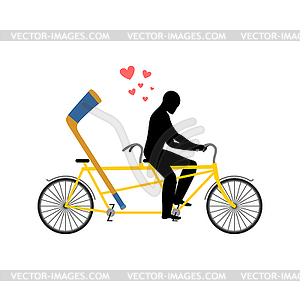 Lover hockey. hockey-stick on bicycle. Lovers of - vector clipart