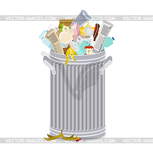 Trash can with Rubbish . Wheelie bin with Garbage - vector image