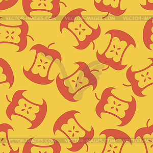 Apple core seamless pattern. Fruit trash ornament. - color vector clipart