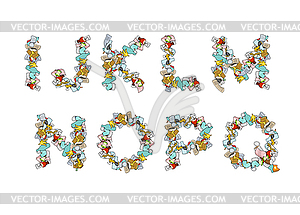 Rubbish font. Trash ABC. garbage alphabet. Letter - vector clipart