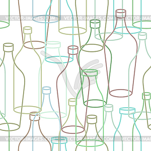 Glass bottle seamless pattern. empty transparent - vector clipart / vector image