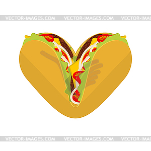 Love Tacos. Symbol lover Mexican fast food. Taco - vector clipart