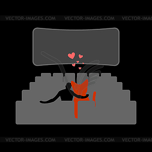 Cat lover in movie theater. my kitty. Lovers - vector image