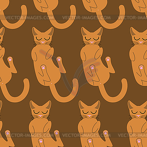 Sleeping cat seamless pattern. Pet background. - vector clip art