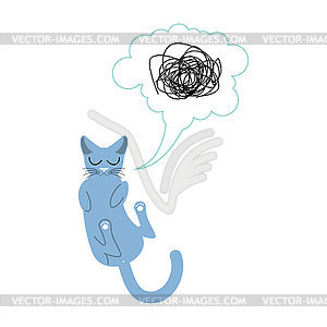 Sleeping cat . Pet sleeps on his back - vector image