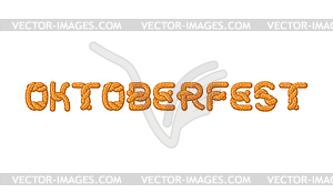 Oktoberfest lettering. Pretzel font. Bake snack - vector image