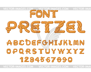 Pretzel font. Food alphabet. Traditional German mea - vector image