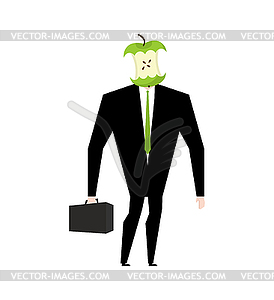 Businessman apple core. Dumb boss. Silly manager - vector image