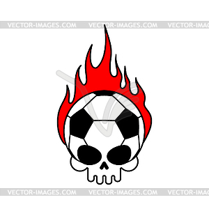 Skull soccer ball and fire. Football skeleton - vector EPS clipart