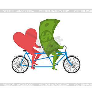 Love and money in Tandem. Selling love. Dollar and - royalty-free vector image