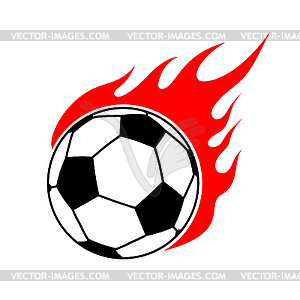 Fire soccer ball. Flame football. Emblem game - vector image