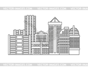 City is linear style. Town . Many buildings and - vector image