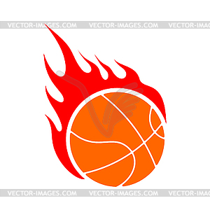Огонь баскетбол. Пламя мяч. Знаком игра спорт команда - стоковый векторный клипарт