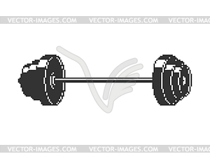 Barbell Pixel art. 8 bit sport object - vector clip art