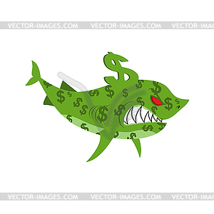 Business shark. Sea predator color dollars. - vector clip art