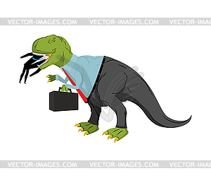 Bsinessman dinosaur eats competitor. Dino Boss - vector clipart