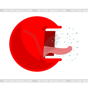 Angry emoticon screams. Open mouth and teeth. - vector clipart