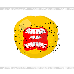 Emoticon screams. Open mouth and teeth. Crazy Emoji - vector clip art