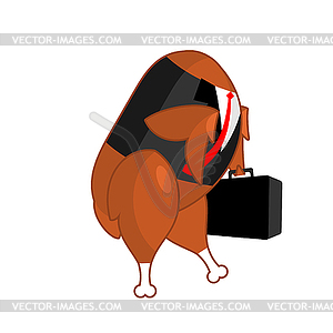 Fried chicken businessman. Office clerk with - vector clip art