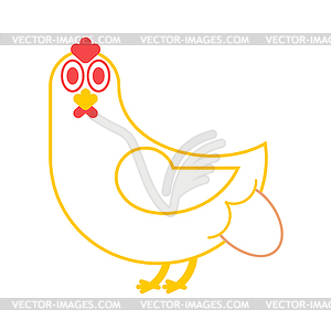 Hen lays an egg. chicken and eggs. Farm bird - color vector clipart