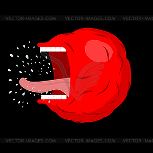 Angry emoticon screams. Open mouth and teeth. - vector clipart