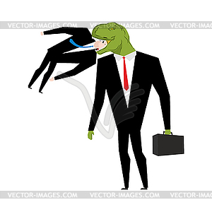 Tyrannosaurus businessman is eating competitor. - vector clipart