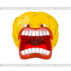 Emoticon screams. Open mouth and teeth. Crazy Emoji - vector clip art