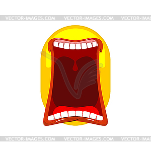 Emoticon screams. Open mouth and teeth. Crazy Emoji - vector clip art