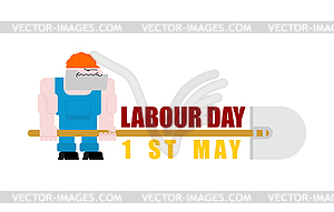 Labor Day logo. Workers and shovels. Sign for - vector image