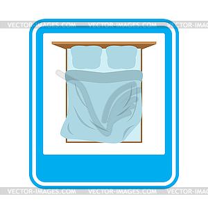 Bed Road sign overnight. Hotel symbol. Blue - vector clipart