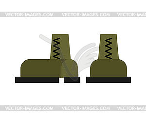 Military boots . Army shoes. Soldiers accessory - vector image