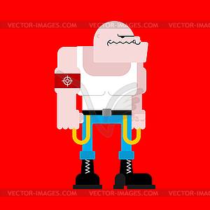 Skinhead . Football hooligan. Angry bad bully - vector clipart