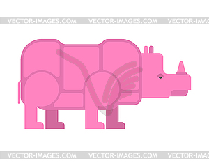 Pink rhinoceros . Unique vanishing animal. Fantasti - vector image