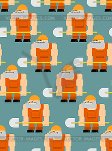 Worker with shovel seamless pattern. Road Worker - vector image