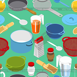 Ingredients and tableware utensil seamless - vector clipart