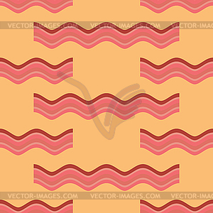 Bacon roasted seamless pattern. Thin piece of meat - vector image