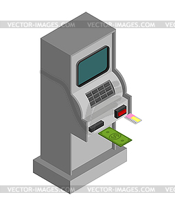 ATM Isometry . cash machine Financial apparatus - vector clip art