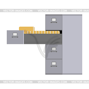 File Cabinet open. Card index Iron box for - vector image